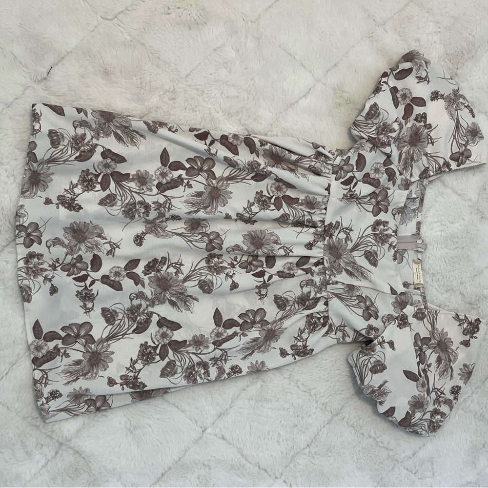 Altar'd State Floral Mini Dress in Brown and Cream